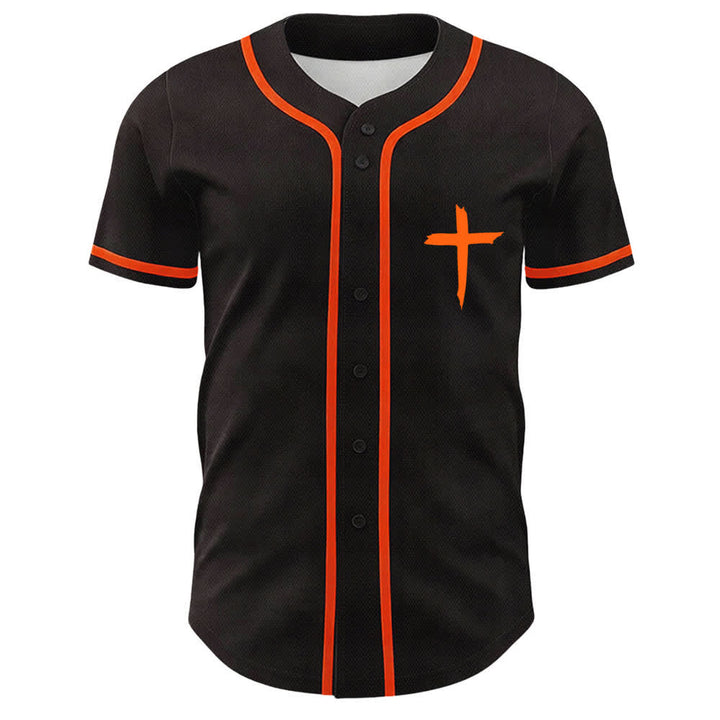 Camiseta de béisbol con ribete de contraste y cruz "Fe sobre el miedo" de Christianartworkshop - image 44