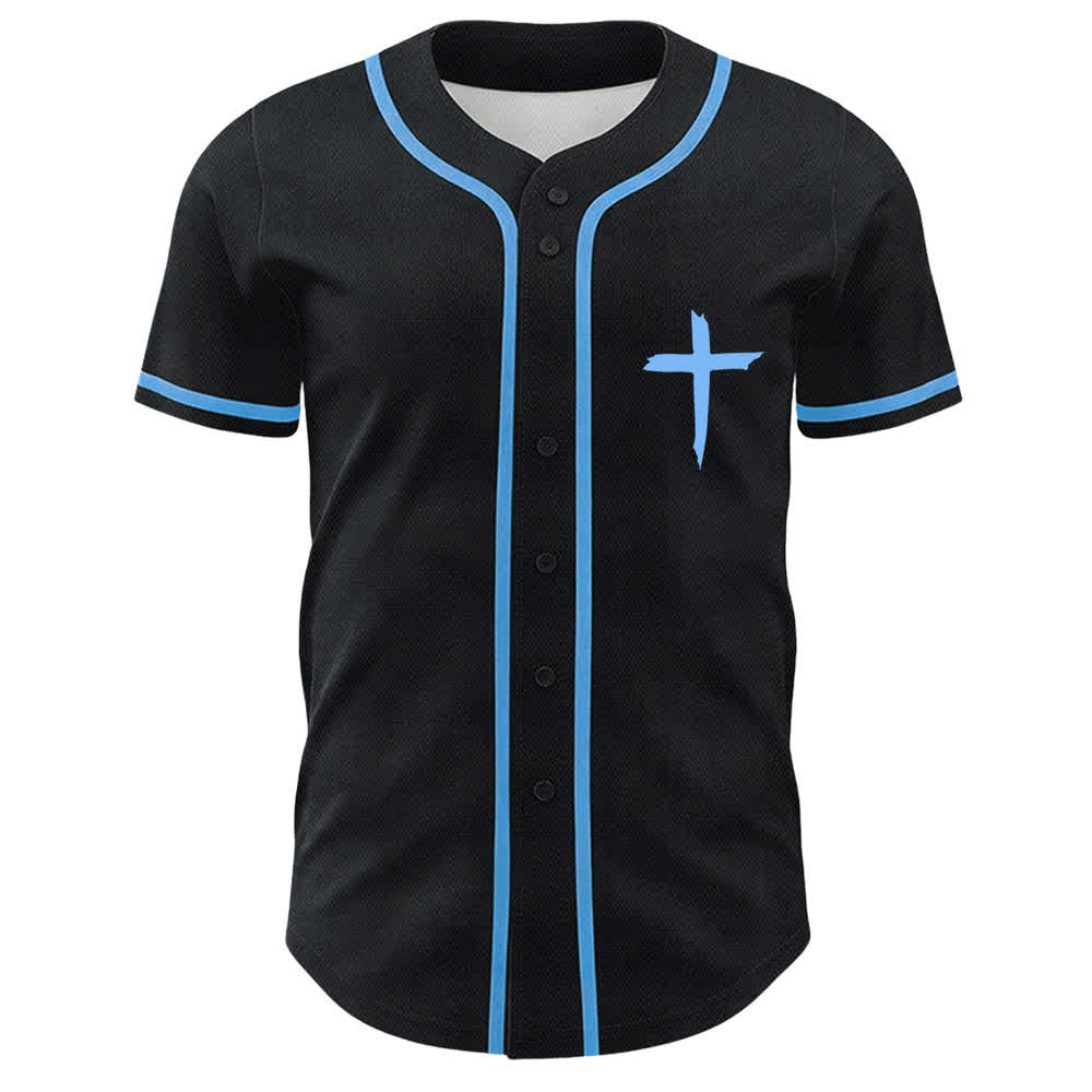 Camiseta de béisbol con ribete de contraste y cruz "Fe sobre el miedo" de Christianartworkshop - image 16