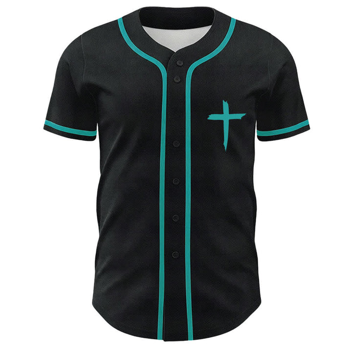 Camiseta de béisbol con ribete de contraste y cruz "Fe sobre el miedo" de Christianartworkshop - image 30