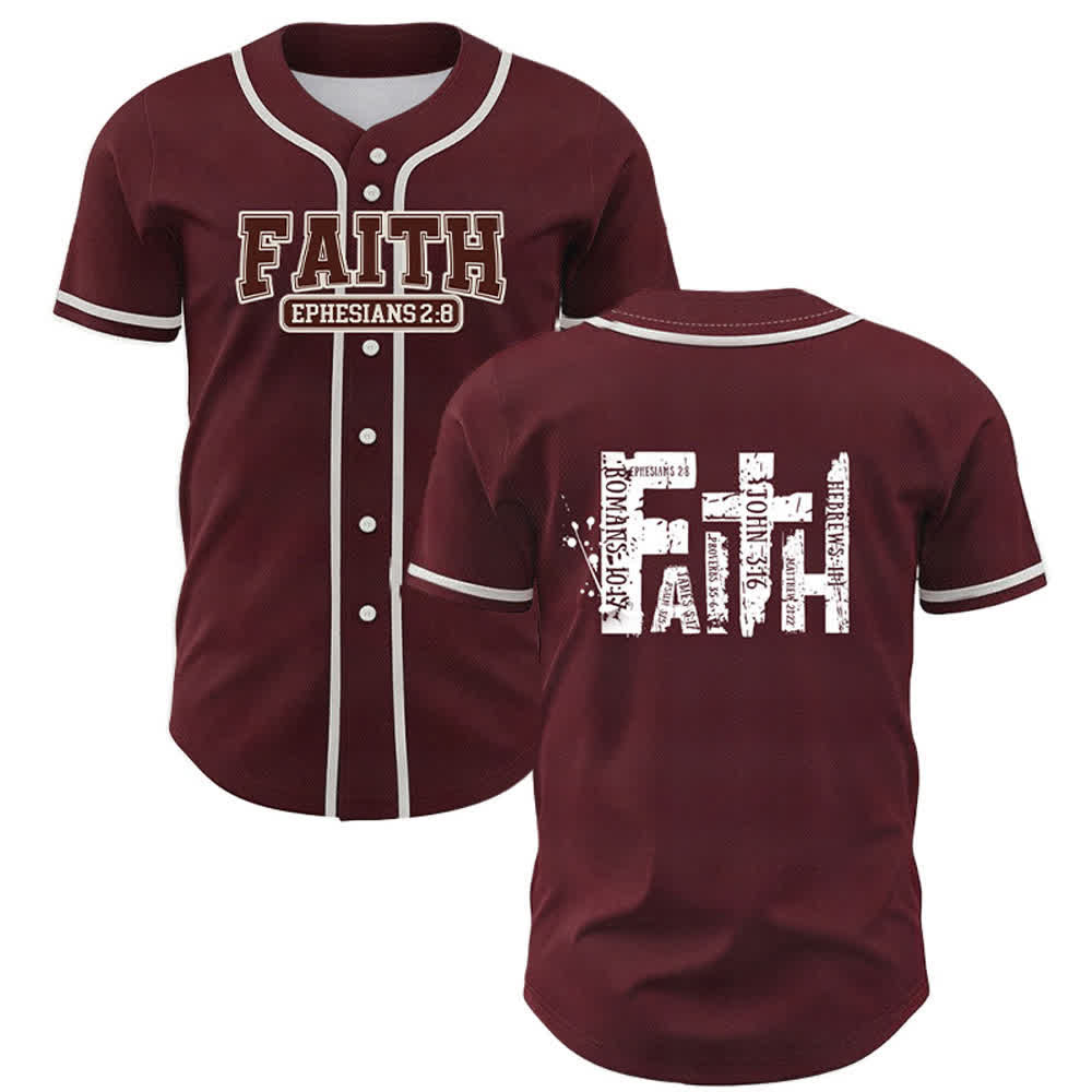 Christianartworkshop Fe Efesios 2:8 Camiseta de béisbol vintage color burdeos - Vino - 5XL - image 0