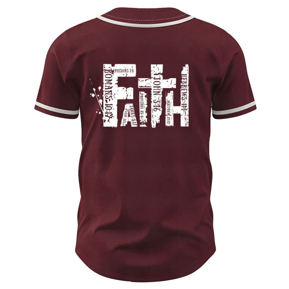 Christianartworkshop Fe Efesios 2:8 Camiseta de béisbol vintage color burdeos - image 1