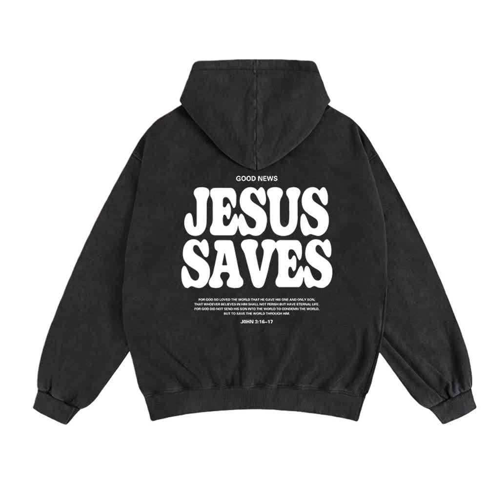 Chaqueta con capucha estilo streetwear extragrande con estampado de Jesús salva de Christianartworkshop - image 4