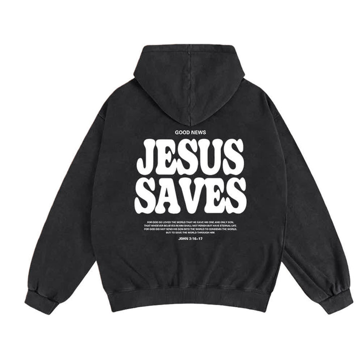 Chaqueta con capucha estilo streetwear extragrande con estampado de Jesús salva de Christianartworkshop - image 4