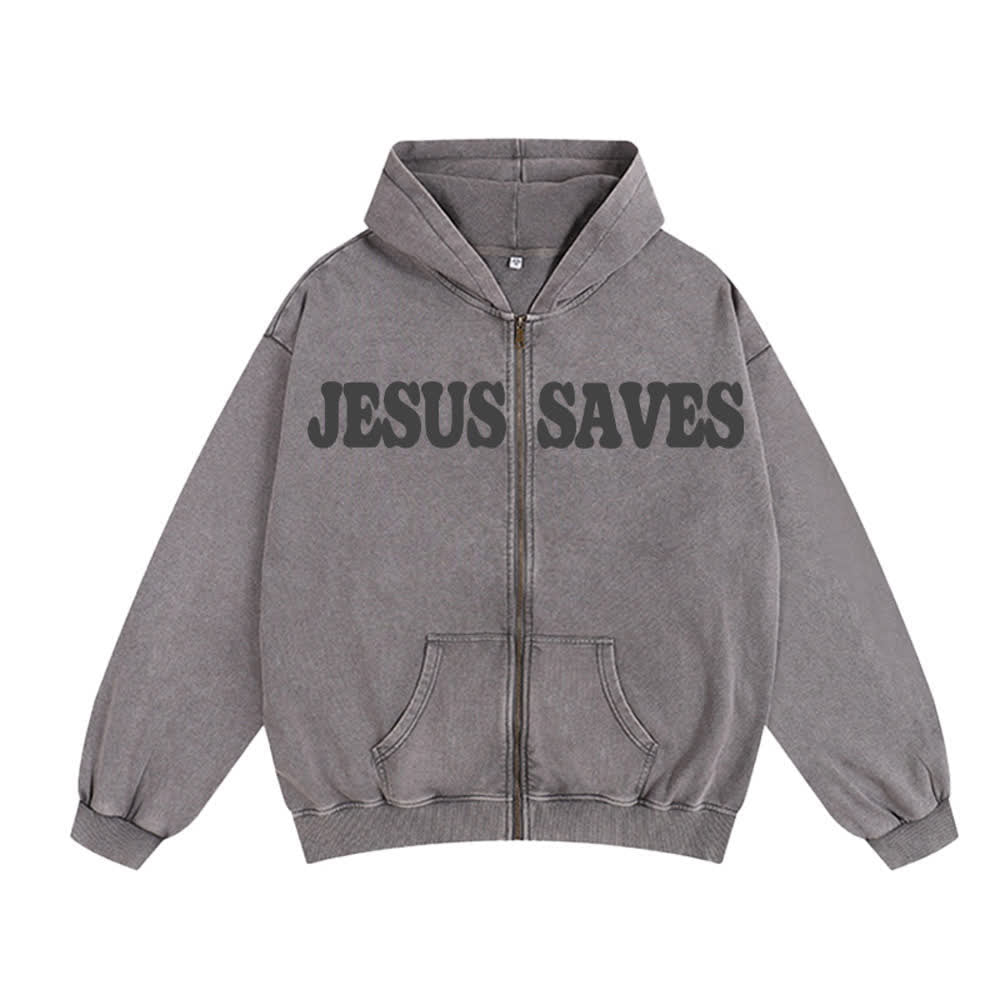 Chaqueta con capucha estilo streetwear extragrande con estampado de Jesús salva de Christianartworkshop - image 8