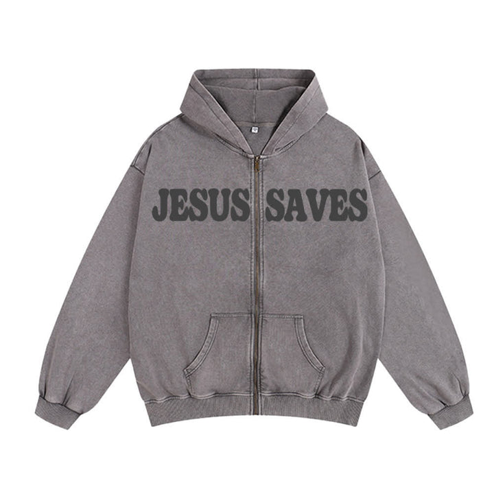 Chaqueta con capucha estilo streetwear extragrande con estampado de Jesús salva de Christianartworkshop - image 8