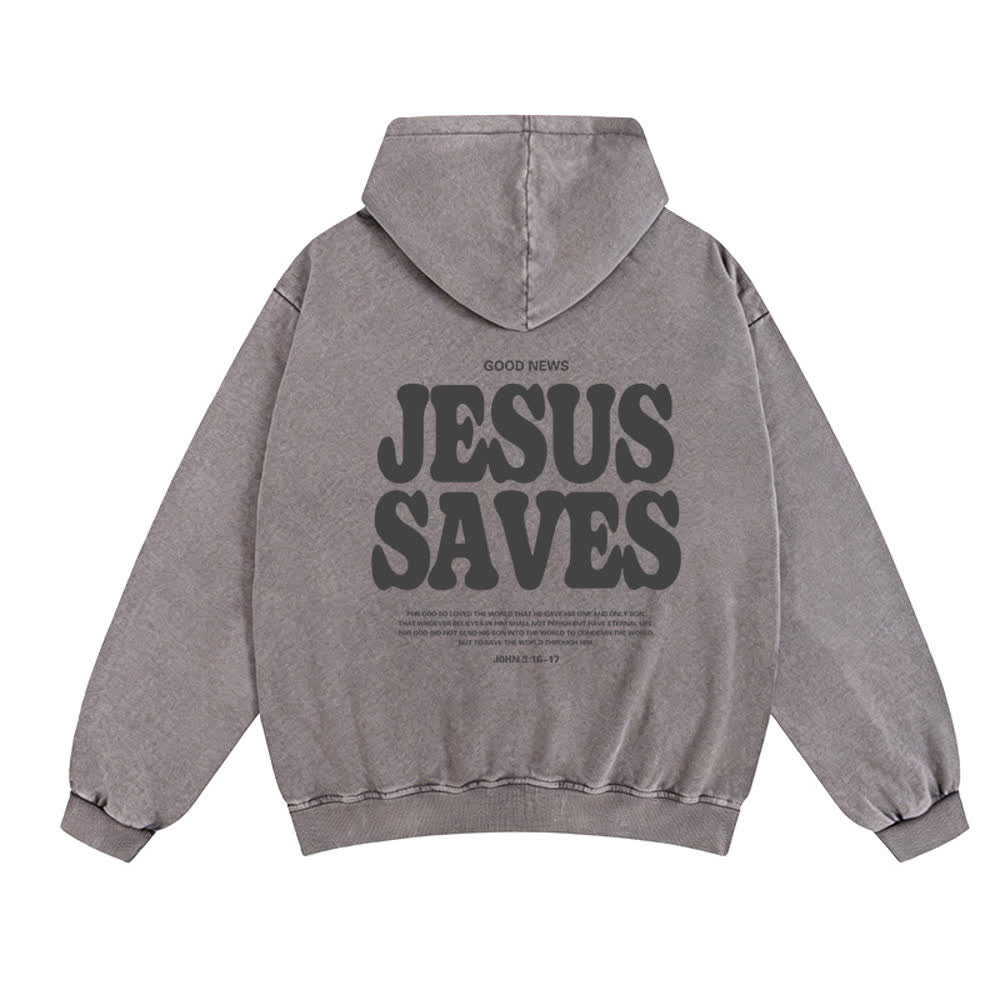 Chaqueta con capucha estilo streetwear extragrande con estampado de Jesús salva de Christianartworkshop - image 7