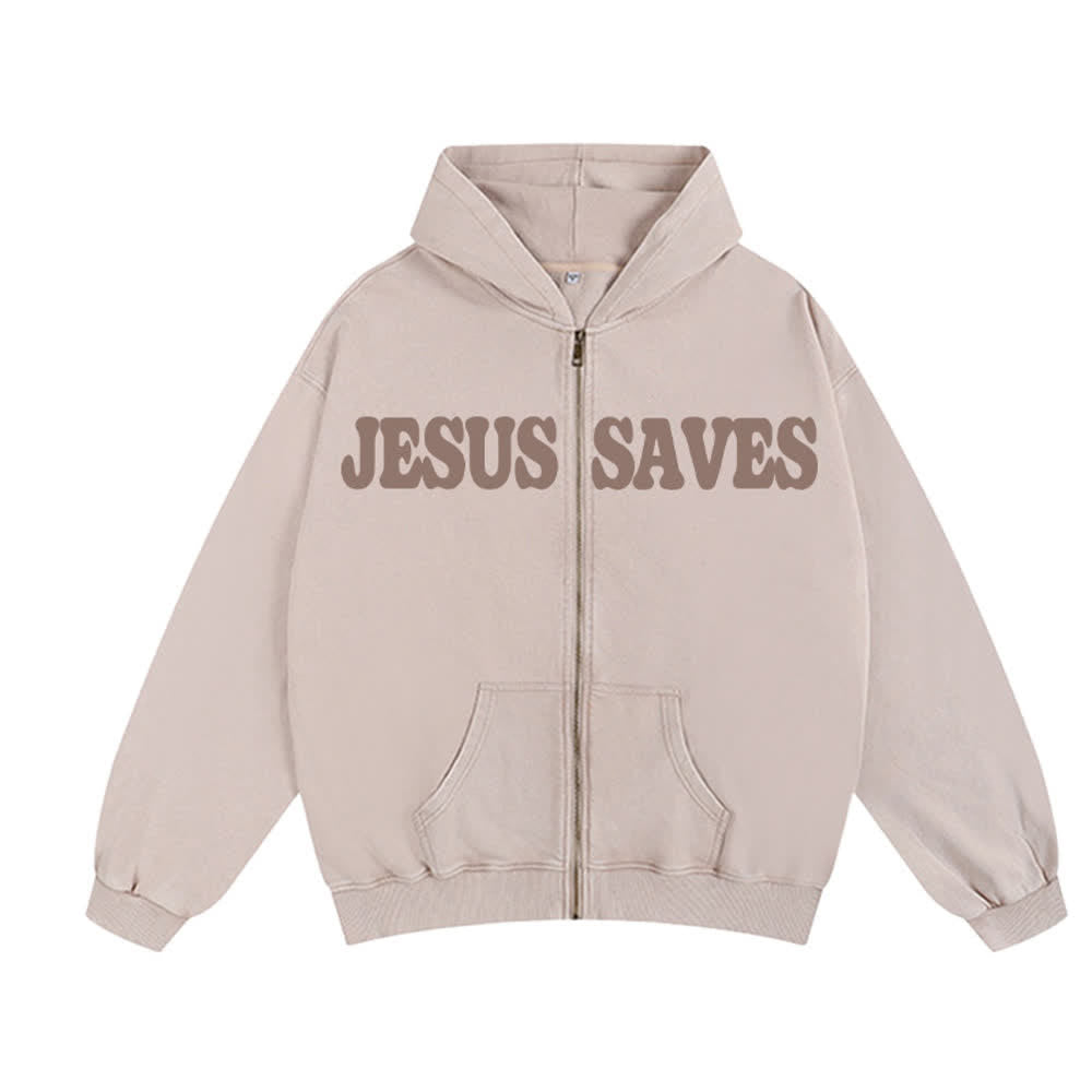 Chaqueta con capucha estilo streetwear extragrande con estampado de Jesús salva de Christianartworkshop - image 14