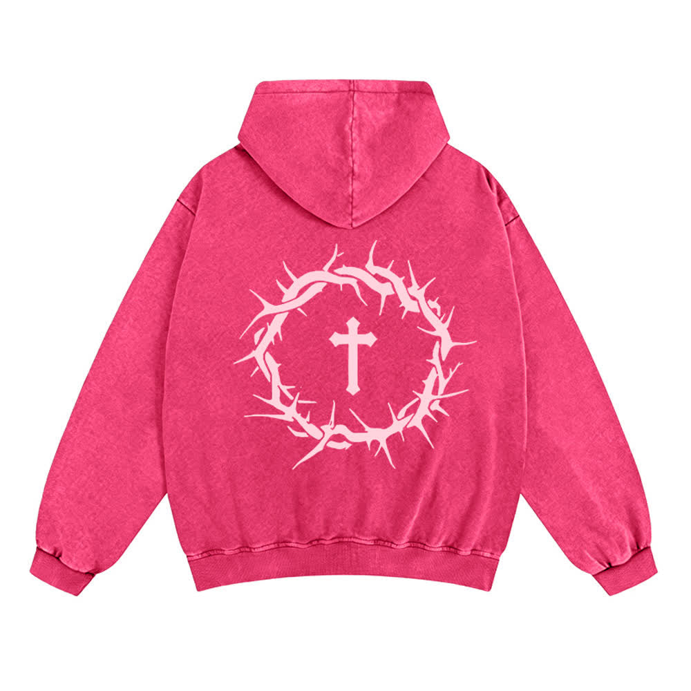 Chaqueta con capucha y cremallera con diseño de rosa vintage de Christianartworkshop : Fe sobre el miedo. - image 1