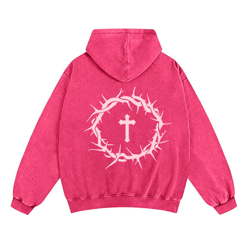 Chaqueta con capucha y cremallera con diseño de rosa vintage de Christianartworkshop : Fe sobre el miedo. - image 1