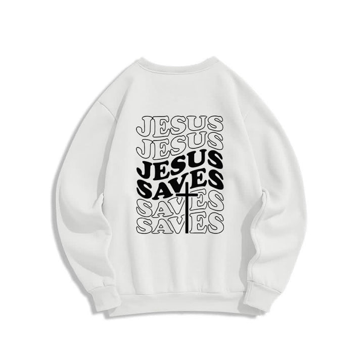 Christianartworkshop Sudadera de cuello redondo con estampado de Jesús salva - image 7