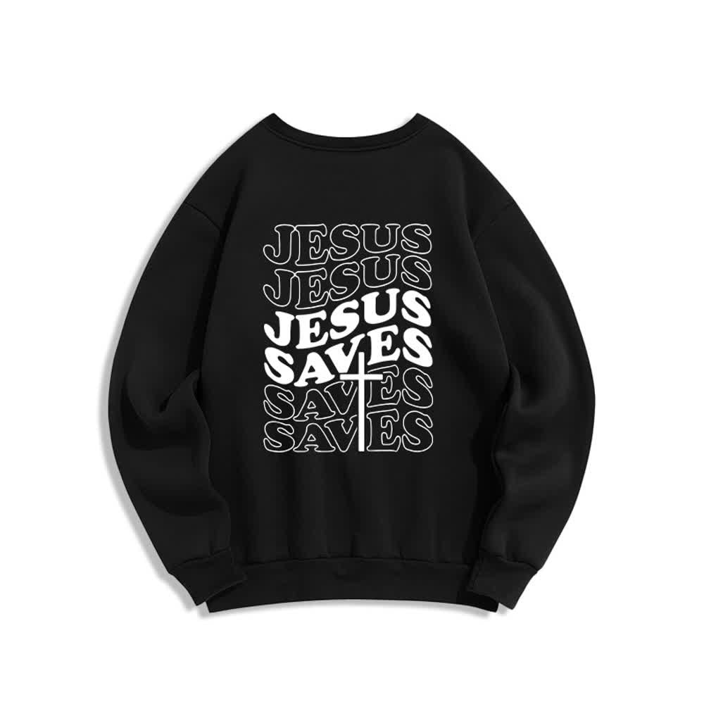 Christianartworkshop Sudadera de cuello redondo con estampado de Jesús salva - image 10