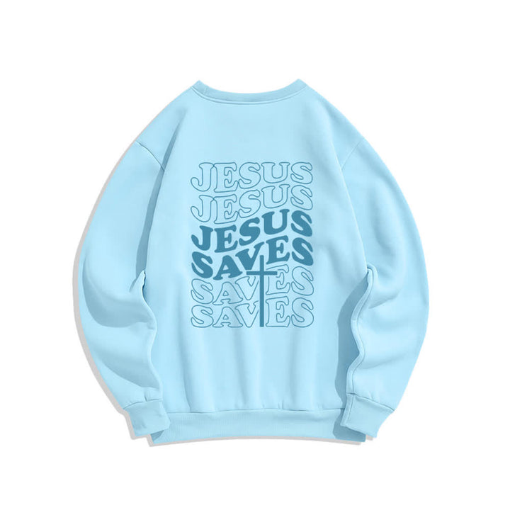 Christianartworkshop Sudadera de cuello redondo con estampado de Jesús salva - image 13