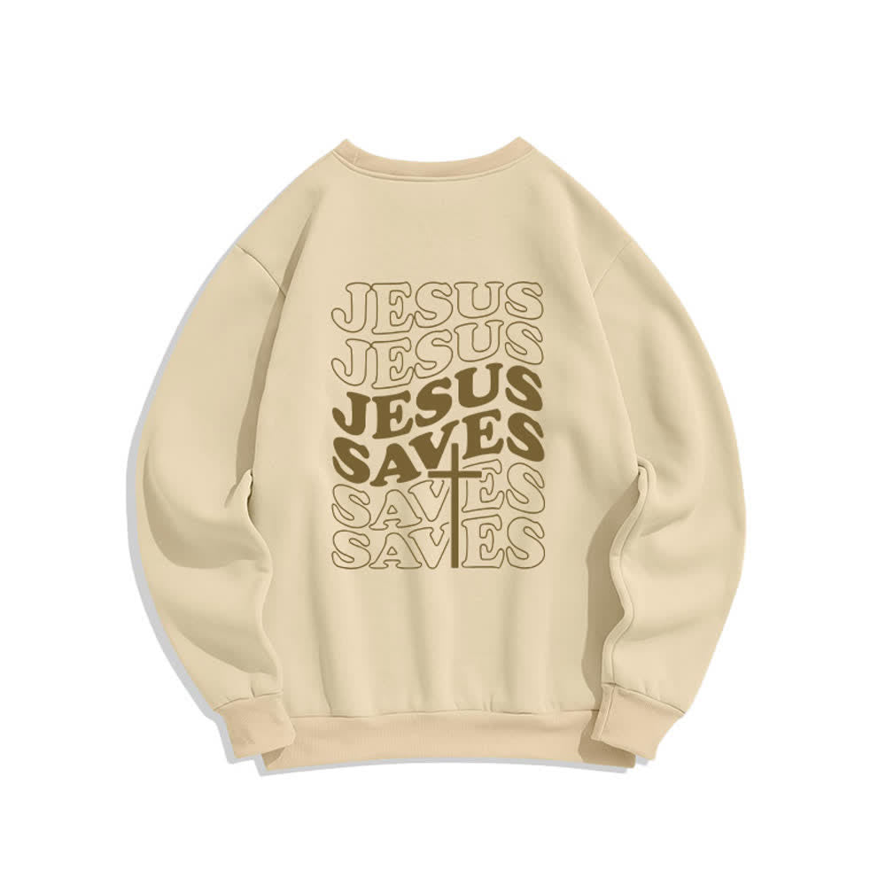 Christianartworkshop Sudadera de cuello redondo con estampado de Jesús salva - image 1