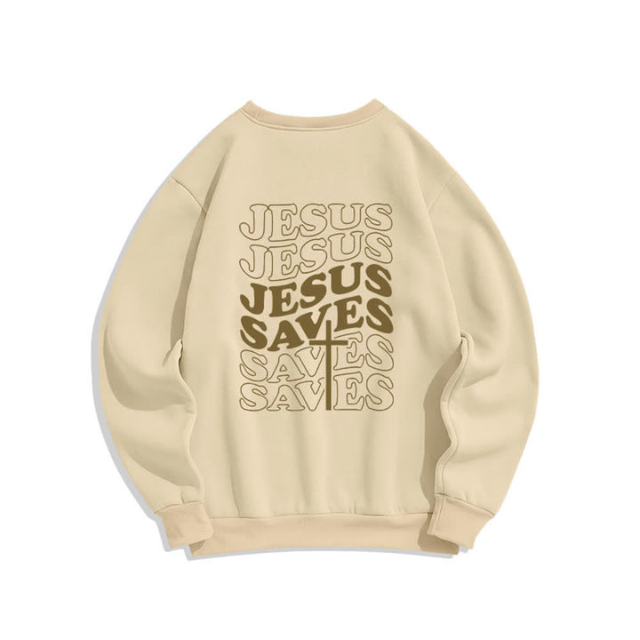 Christianartworkshop Sudadera de cuello redondo con estampado de Jesús salva - image 1