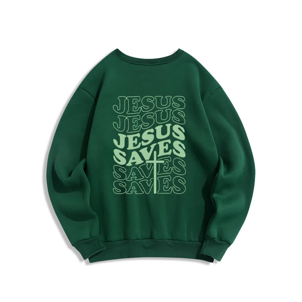 Christianartworkshop Sudadera de cuello redondo con estampado de Jesús salva - image 16