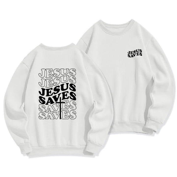 Christianartworkshop Sudadera de cuello redondo con estampado de Jesús salva - Blanco - 2XL - image 6