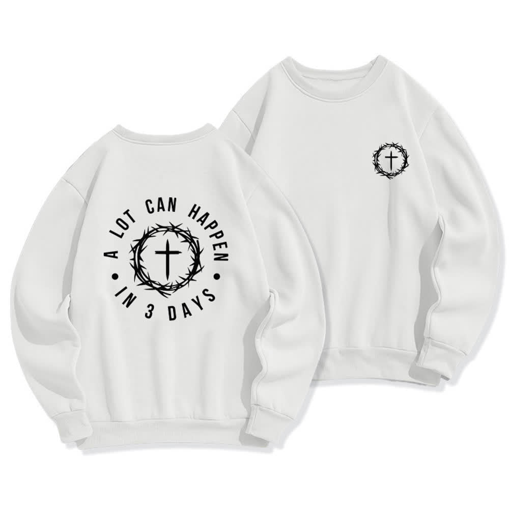 Christianartworkshop Sudadera polar con estampado cruzado en la espalda Three Days Thorn - Blanco - 2XL - image 3