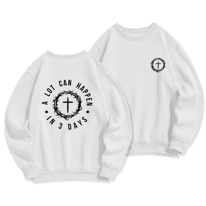 Christianartworkshop Sudadera polar con estampado cruzado en la espalda Three Days Thorn - Blanco - 2XL - image 3