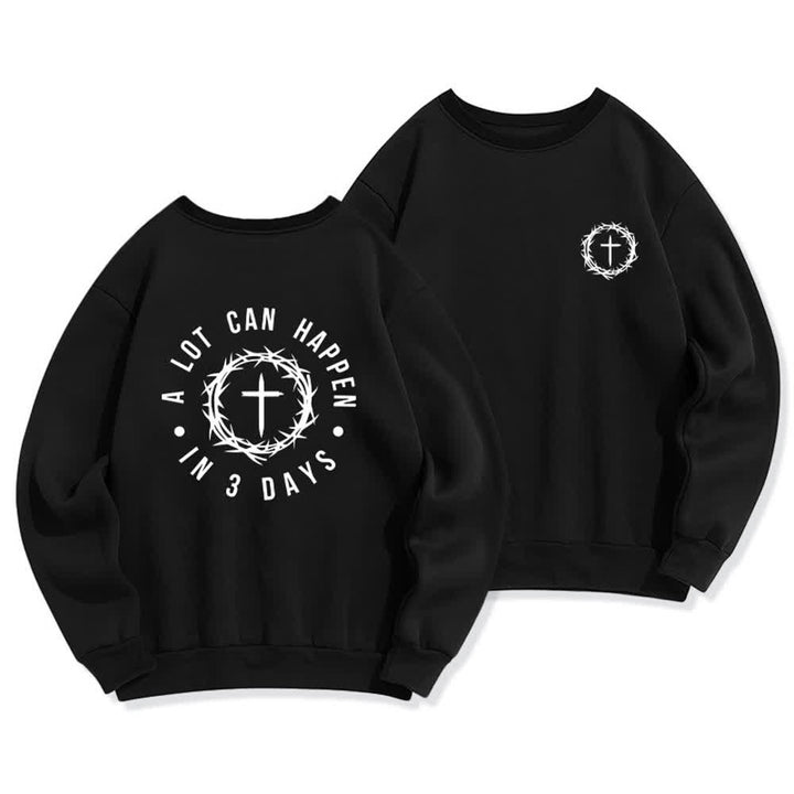 Christianartworkshop Sudadera polar con estampado cruzado en la espalda Three Days Thorn - Negro - 2XL - image 6