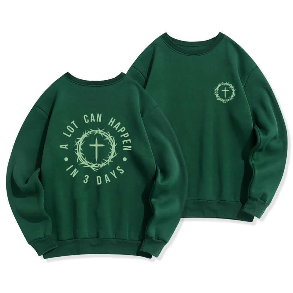 Christianartworkshop Sudadera polar con estampado cruzado en la espalda Three Days Thorn - Verde - 2XL - image 9