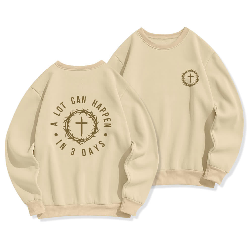 Christianartworkshop Sudadera polar con estampado cruzado en la espalda Three Days Thorn - Beige - 2XL - image 14