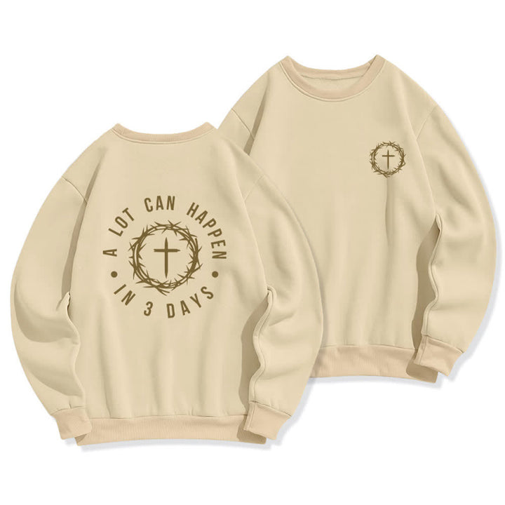 Christianartworkshop Sudadera polar con estampado cruzado en la espalda Three Days Thorn - Beige - 2XL - image 14