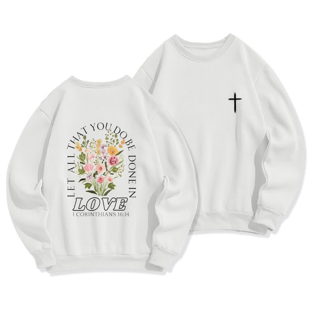 Christianartworkshop Sudadera polar con estampado cruzado en la espalda "Love In Bloom" - Blanco - 2XL - image 0