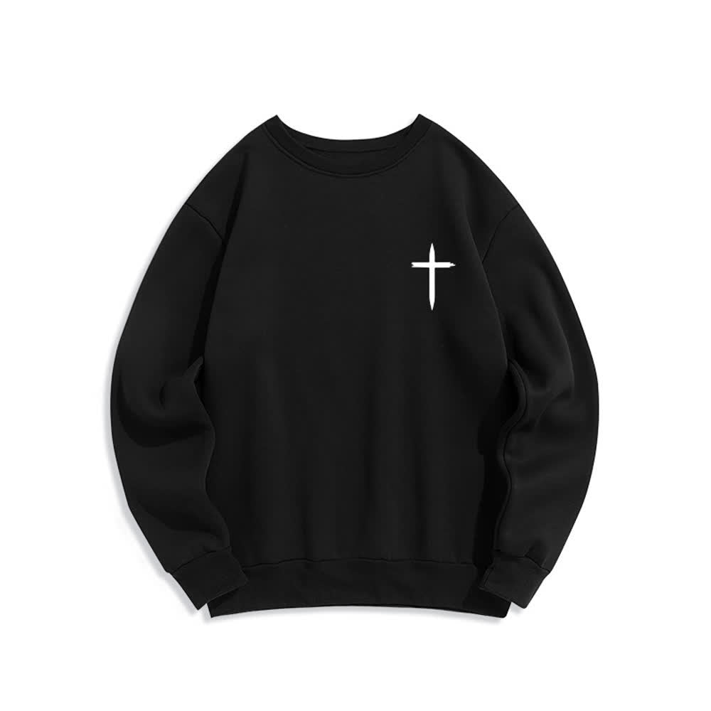 Christianartworkshop Sudadera de cuello redondo con estampado de corona de Jesús es Rey - image 2