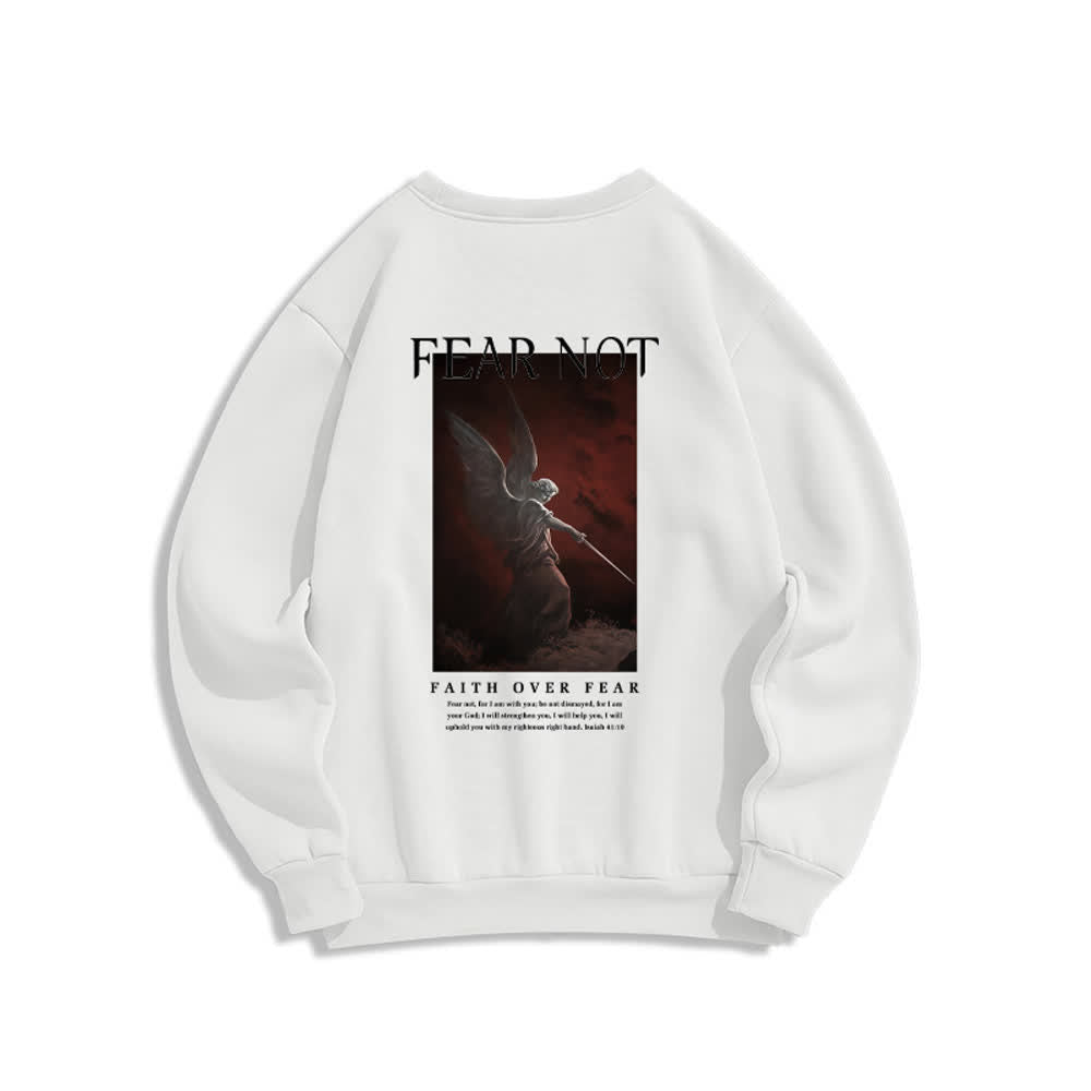Christianartworkshop Sudadera de cuello redondo con estampado de cruz en la espalda "Fear Not Angel" - image 1