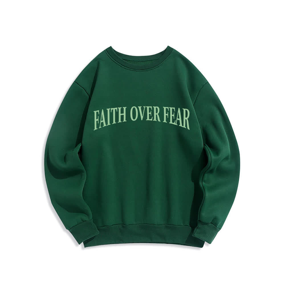 Christianartworkshop Sudaderas de cuello redondo con forro polar y estampado de cruz "Fe sobre el miedo" - image 17