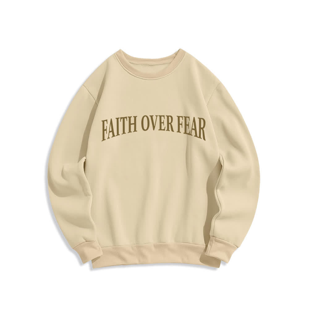 Christianartworkshop Sudaderas de cuello redondo con forro polar y estampado de cruz "Fe sobre el miedo" - image 14