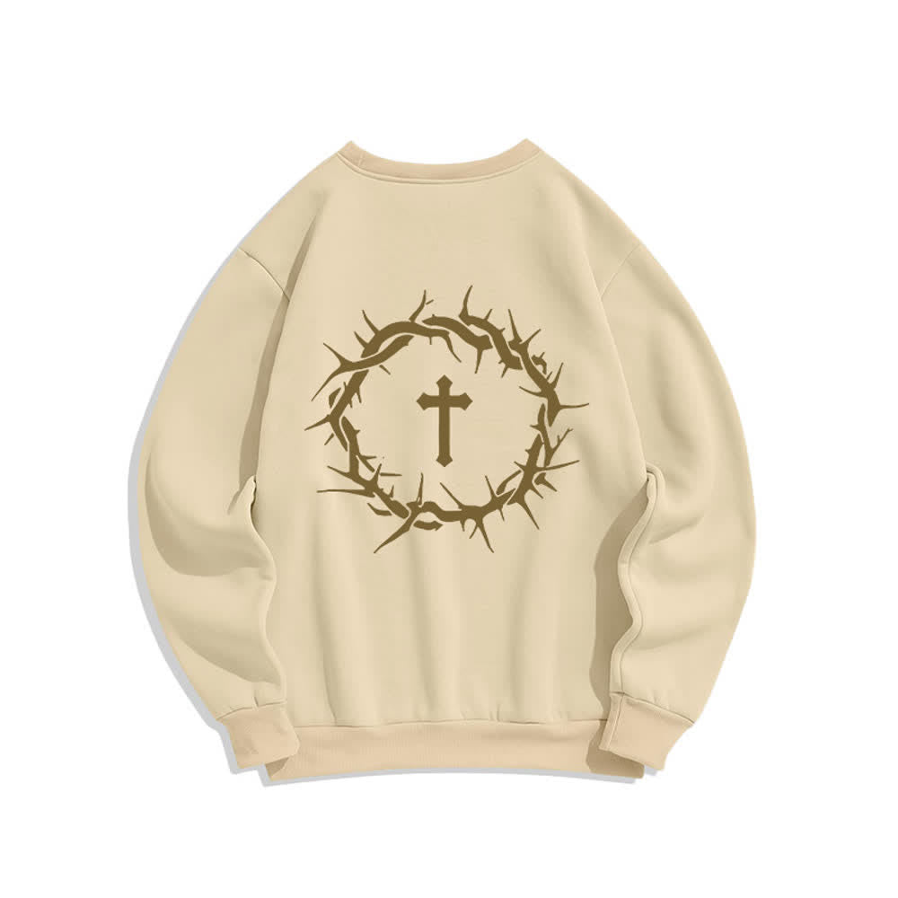 Christianartworkshop Sudaderas de cuello redondo con forro polar y estampado de cruz "Fe sobre el miedo" - image 13