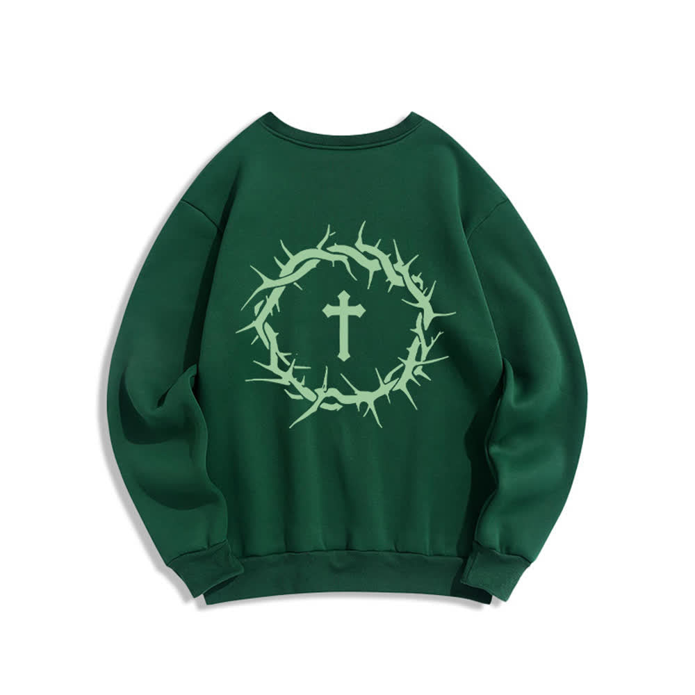 Christianartworkshop Sudaderas de cuello redondo con forro polar y estampado de cruz "Fe sobre el miedo" - image 16