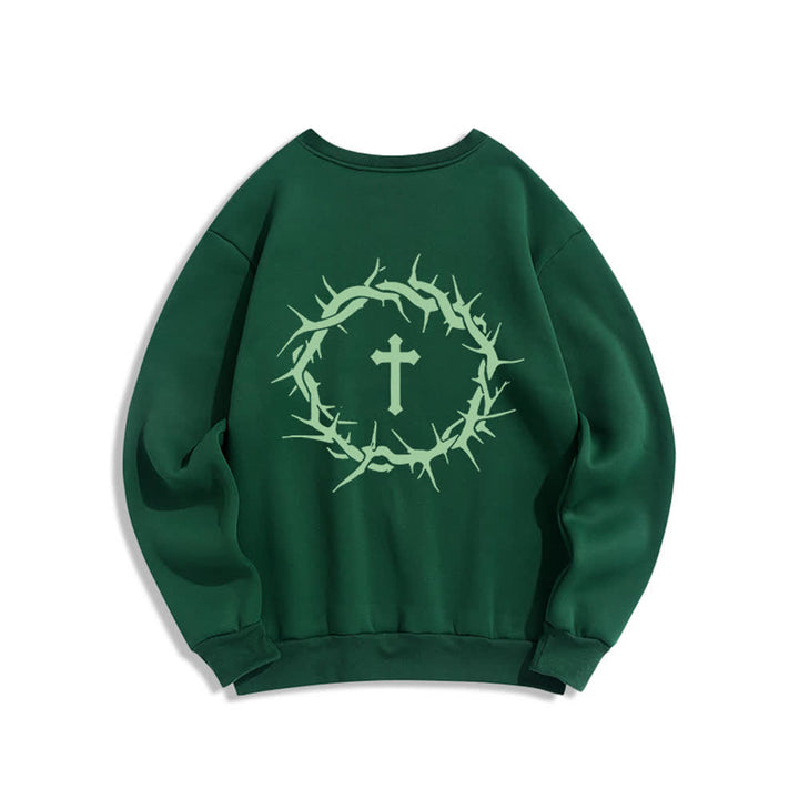 Christianartworkshop Sudaderas de cuello redondo con forro polar y estampado de cruz "Fe sobre el miedo" - image 16