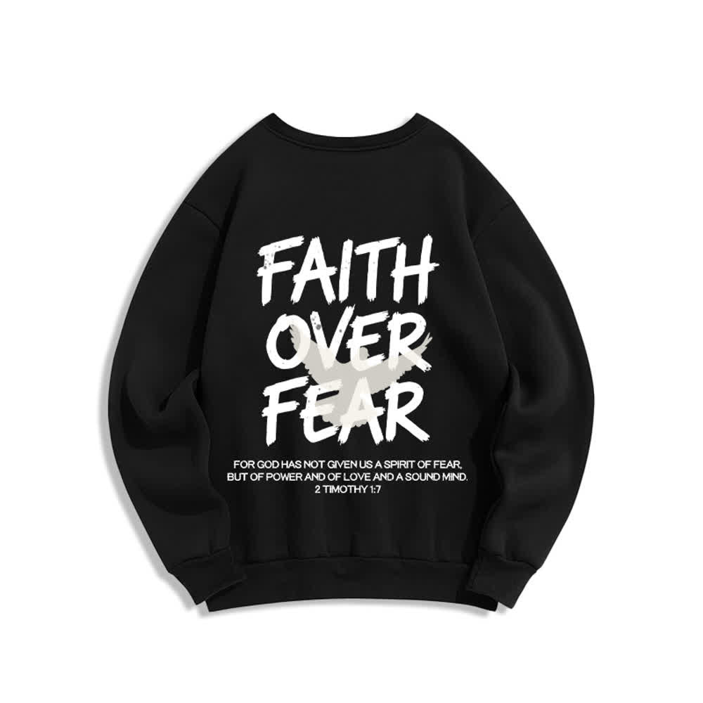 Christianartworkshop Sudadera extragrande de cuello redondo con estampado de paloma "Fe sobre el miedo" - image 7