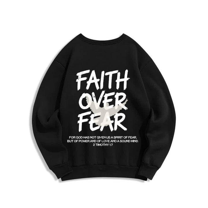 Christianartworkshop Sudadera extragrande de cuello redondo con estampado de paloma "Fe sobre el miedo" - image 7
