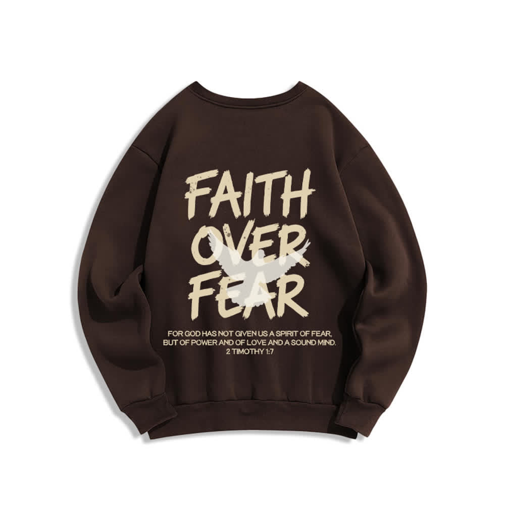 Christianartworkshop Sudadera extragrande de cuello redondo con estampado de paloma "Fe sobre el miedo" - image 10