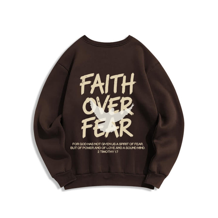 Christianartworkshop Sudadera extragrande de cuello redondo con estampado de paloma "Fe sobre el miedo" - image 10