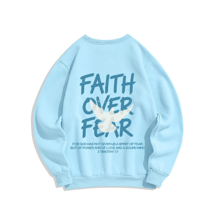 Christianartworkshop Sudadera extragrande de cuello redondo con estampado de paloma "Fe sobre el miedo" - image 13