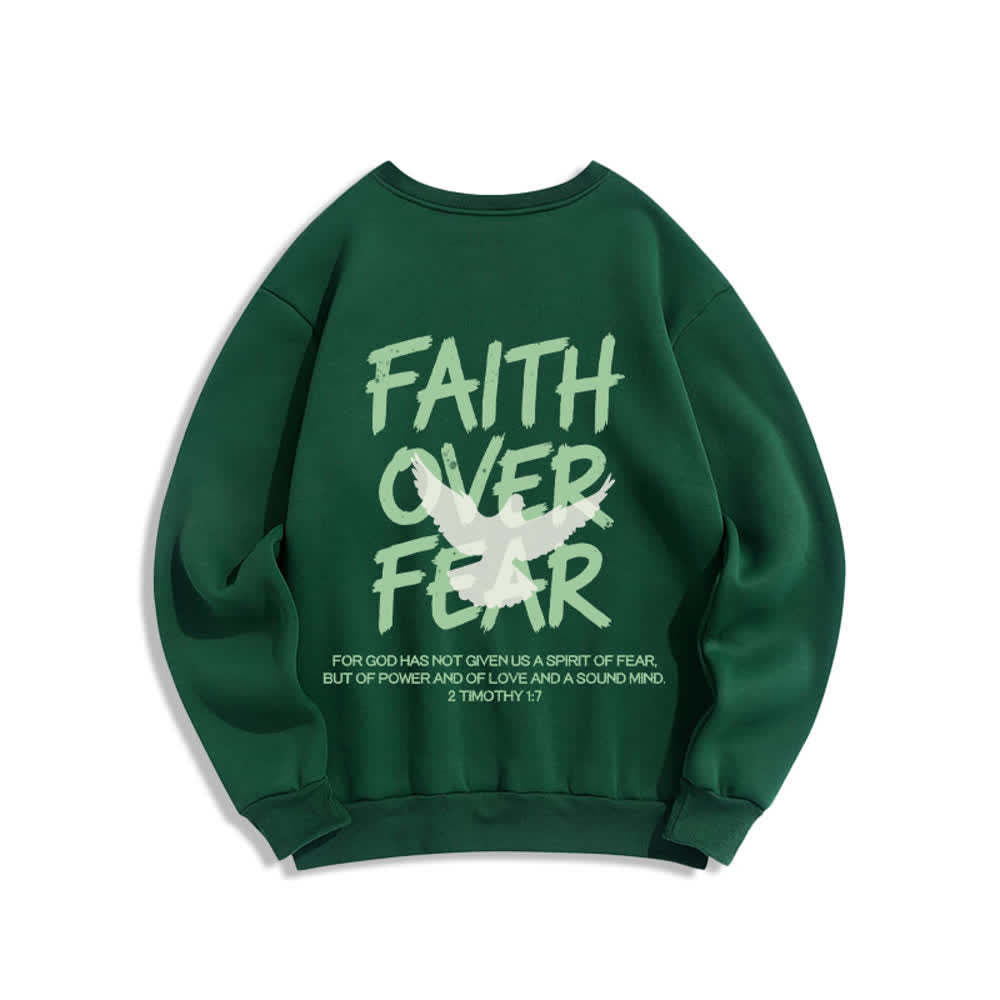 Christianartworkshop Sudadera extragrande de cuello redondo con estampado de paloma "Fe sobre el miedo" - image 16