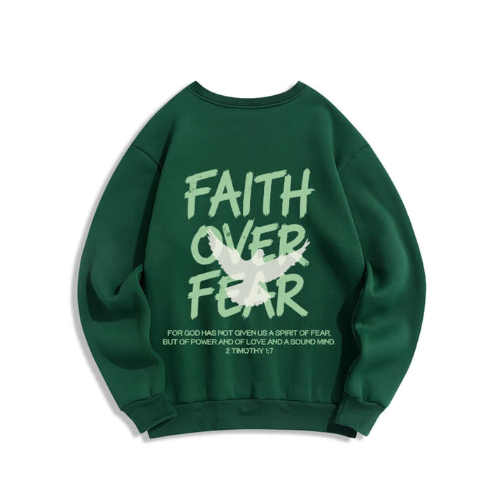 Christianartworkshop Sudadera extragrande de cuello redondo con estampado de paloma "Fe sobre el miedo" - image 16