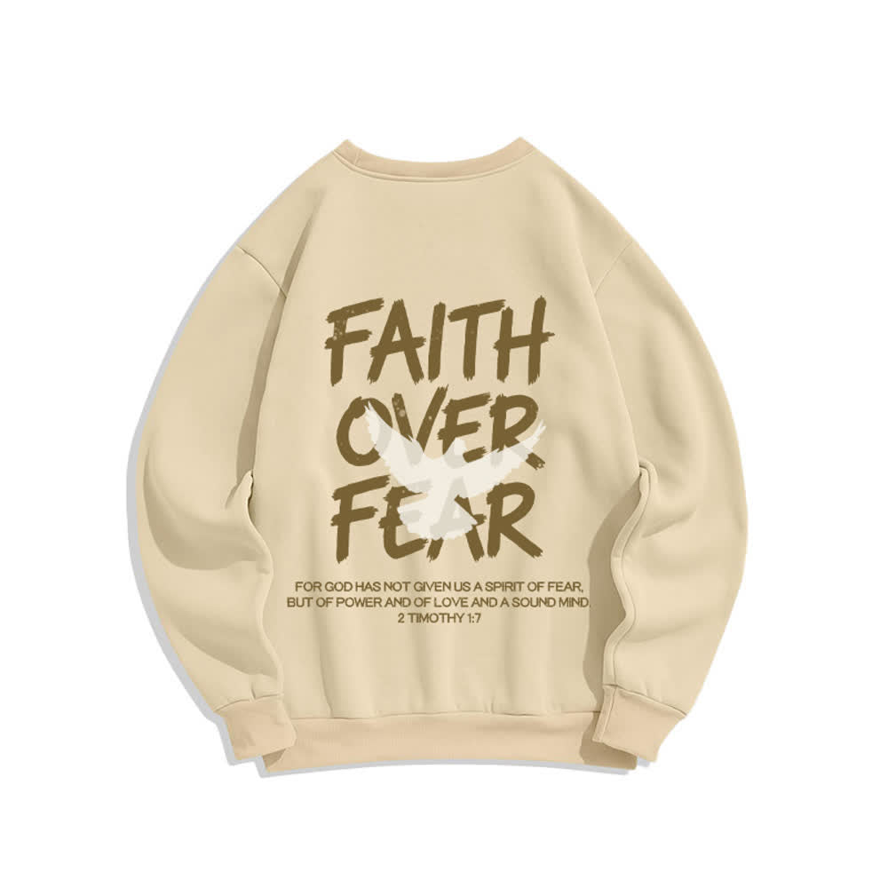 Christianartworkshop Sudadera extragrande de cuello redondo con estampado de paloma "Fe sobre el miedo" - image 1