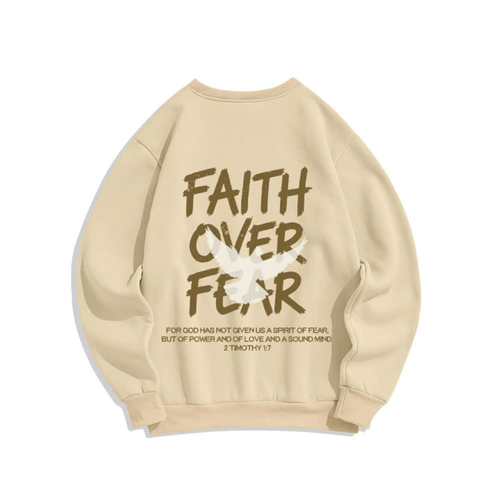 Christianartworkshop Sudadera extragrande de cuello redondo con estampado de paloma "Fe sobre el miedo" - image 1
