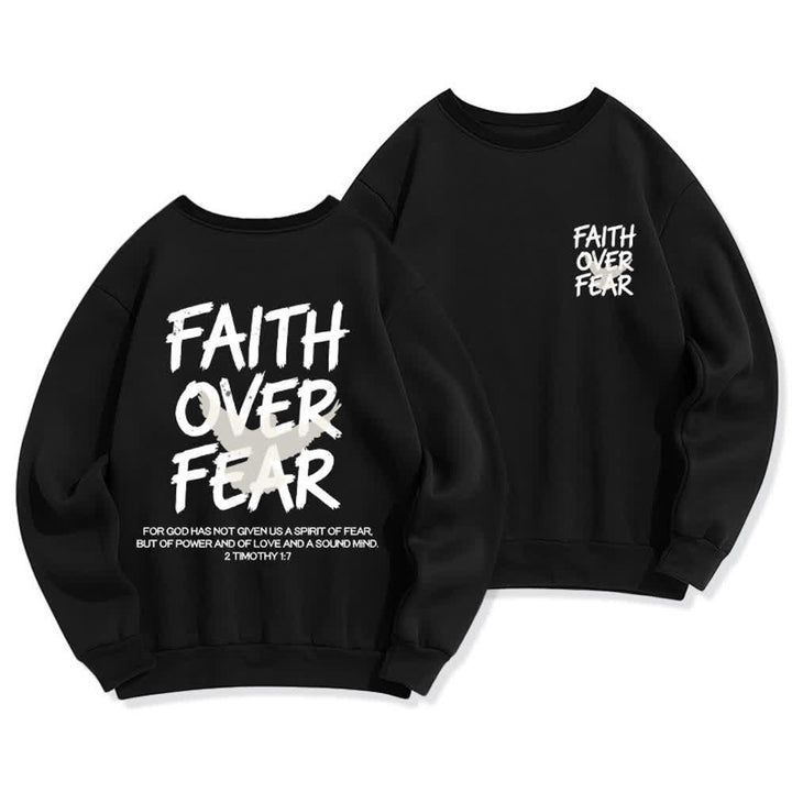 Christianartworkshop Sudadera extragrande de cuello redondo con estampado de paloma "Fe sobre el miedo" - Negro - 2XL - image 6