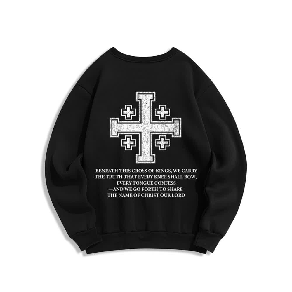 Christianartworkshop Sudadera extragrande de cuello redondo con estampado cruzado en la espalda y efecto desgastado - image 1