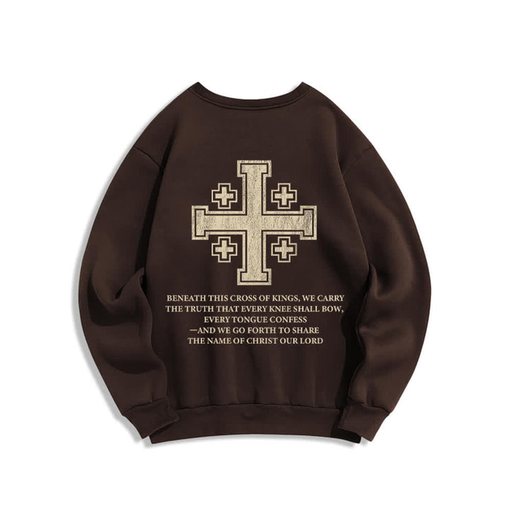 Christianartworkshop Sudadera extragrande de cuello redondo con estampado cruzado en la espalda y efecto desgastado - image 7