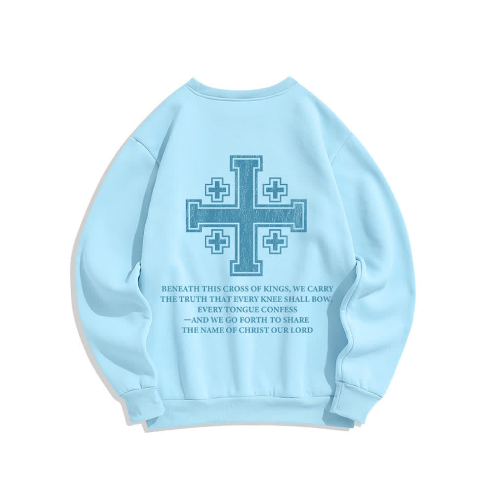 Christianartworkshop Sudadera extragrande de cuello redondo con estampado cruzado en la espalda y efecto desgastado - image 10