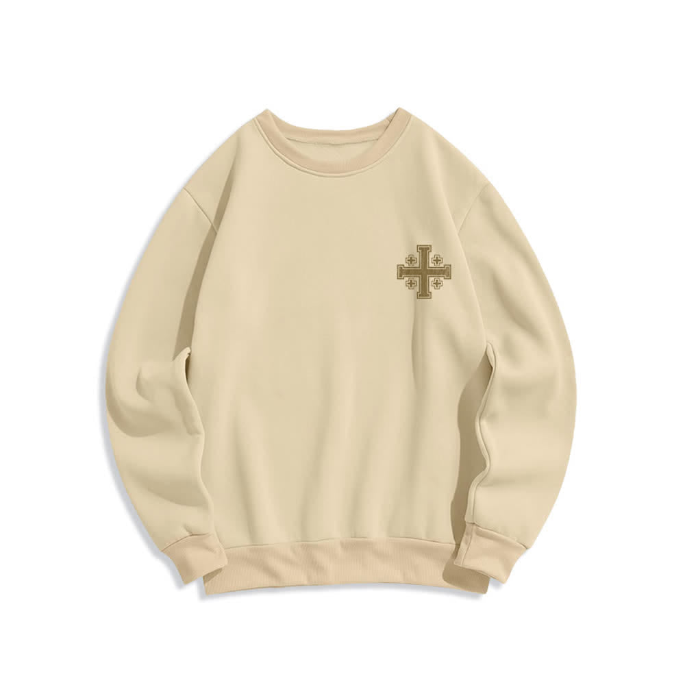 Christianartworkshop Sudadera extragrande de cuello redondo con estampado cruzado en la espalda y efecto desgastado - image 14