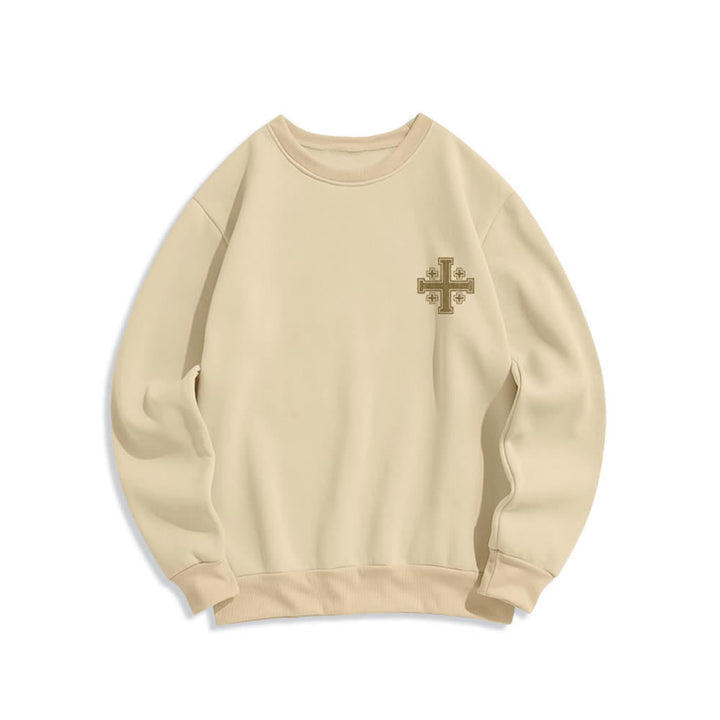 Christianartworkshop Sudadera extragrande de cuello redondo con estampado cruzado en la espalda y efecto desgastado - image 14