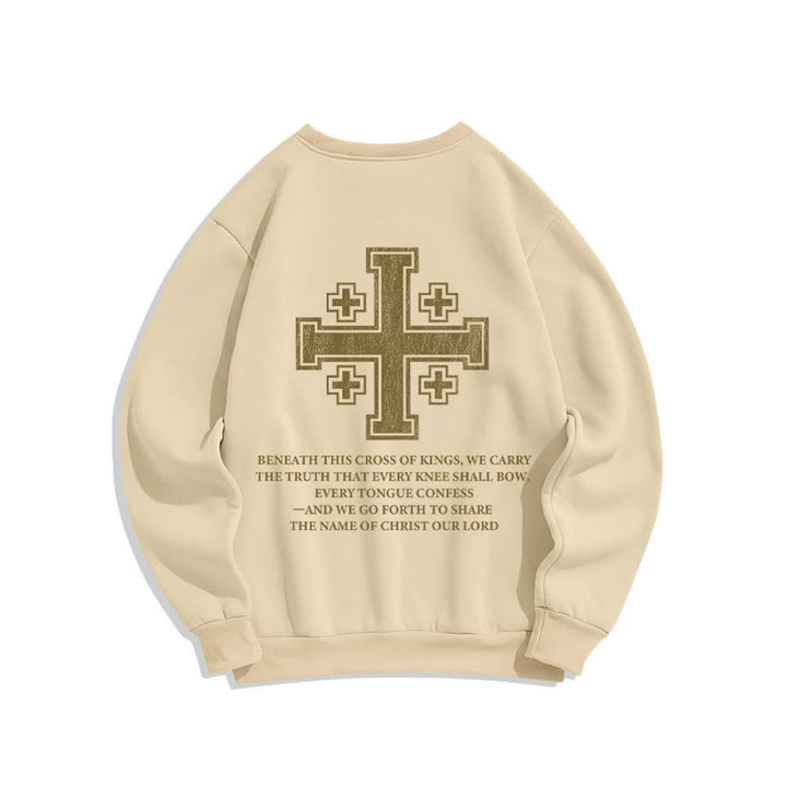 Christianartworkshop Sudadera extragrande de cuello redondo con estampado cruzado en la espalda y efecto desgastado - image 13